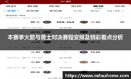 本赛季火箭与勇士对决赛程安排及精彩看点分析